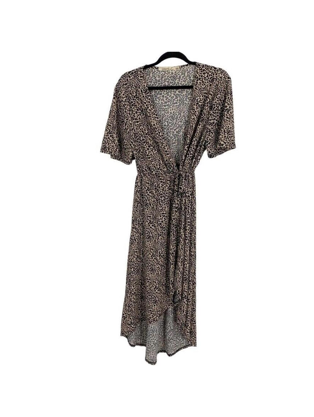 Liberty Love Swimsuit Cover Up Dress Leopard Print Short Sleeve Size Large